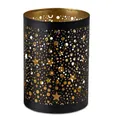 Produktbild: formano Dekofigur Windlicht Rund Schwarz-Gold 14cm - Metall Kerzenhalter - Geschenkidee
