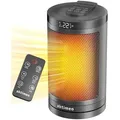 Produktbild: aktimeo Keramik Heizlüfter 1500W – Energiesparender Heater mit Thermostat, Timer, Kindersicherung, Überhitzungsschutz & Fernbedienung, Schwarz - Schwarz