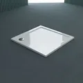 Produktbild: Doporro - Duschtasse Duschwanne Faro1w 70x70x4 Flach Inkl. Ablaufgarnitur Aus Acryl In Weiß Quadratisch Din-anschlüsse Noedenebene Montage Geeignet - Weiß