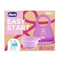 Produktbild: Chicco Silikon Baby Ernährungsset rutschfest, 3-teiliges Weaning Set mit steifem Easy Roll Lätzchen, Easy Bowl Teller und Löffel, 6M+, rosa, BPA frei