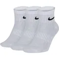 Produktbild: Nike U Nk Everyday Ltwt Ankle 3Pr Socken, Unisex (1 Stück), Weiß / Schwarz, L