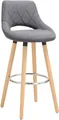 Produktbild: WOLTU Barhocker mit Lehne Fußstütze, aus Leinen Holzgestell, Optimal Komfort Dunkelgrau