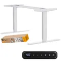 Produktbild: boho office® Höhenverstellbarer Schreibtisch Gestell – Elektrisch stufenlos, 2 Motoren, 3-Fach Teleskop, Memoryfunktion, Kollisionsschutz, Kindersicherung – Homedesk Weiß