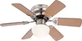 Produktbild: Flacher Deckenventilator mit Leuchte und Zugschnur UGO 76 cm Buche / Graphit