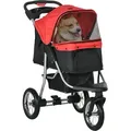 Produktbild: PawHut Hundewagen Hundebuggy Katzenbuggy Pet Stroller mit 3 Rädern klappbar Hunde Katze Oxford Rot+Schwarz 109,5 x 54,5 x 106,5 cm - Rot