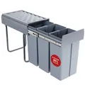 Produktbild: [en.casa] Einbaumülleimer Froland Mülleimer 3 Fächer Mülltrennsystem ausziehbar Abfalleimer Küche 3x10L herausnehmbare Behälter 48 x 26 x 42 cm Küchenmülleimer Grau