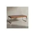 Produktbild: KADIMA DESIGN Couchtisch ISEN: Massivholz, Chromfüße, 120x40x60 cm, handgefertigt, Sheesham/Akazie.
