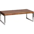 Produktbild: COUCHTISCH Massivholz mit Chromfüßen Handgefertigt, Braun 120x60x40 cm