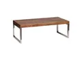 Produktbild: KADIMA DESIGN Couchtisch ISEN: Massivholz, Chromfüße, 120x40x60 cm, handgefertigt, Sheesham/Akazie.