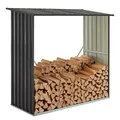 Produktbild: Juskys Holzunterstand Enno für Brennholz außen - Kaminholzregal aus Stahl - Unterstand für Kaminholz aus Metall in Anthrazit - Brennholzregal