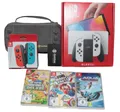 Produktbild: Nintendo Switch OLED Weiß + 2 Extra Controller + Tomtoc Case + 3 Spiele