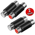 Produktbild: 2 Stück Cinch Verbinder, Audio Doppel Adapter, zweifach Stereo, 2 x 2 Buchse RCA