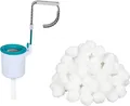 Produktbild: Bestway Flowclear | Poolskimmer Starter-Kit mit 500 g Filterbälle | Einhängeskimmer für Filtersysteme | Geeignet für Filteranlagen ab 2.006 l/h | zur automatischen Reinigung der Wasseroberfläche