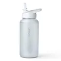 Produktbild: VINSUN Sportflasche 1L Tritan mit Strohhalm Deckel - BPA frei, auslaufsicher - leichte Trinkflasche für Fitness Training, Reisen, Arbeit, Sport - Wasserflasche weiß