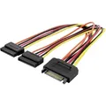 Produktbild: Digitus - Computer, Strom Kabel [2x SATA-Strom-Buchse 15pol. - 1x SATA-Strom-Stecker 15pol.] 0.15 m Bu
