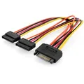 Produktbild: DIGITUS Internes Y-Stromkabel St/Bu, 0.3m, SATA 15-pin - 2x SATA 15-pin