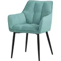 Produktbild: Esszimmerstühle Aus Frotteestoff, Petrol, Küchenstuhl Mit Dickem Gepolsterter Sitz & Metallbeinen, Wohnzimmerstuhl Mit Rücken- Und Armlehnen, Polsterstuhl, Ergonomischer Loungesessel Sessel - Ml-design