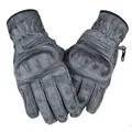 Produktbild: Alpha Speeds Motorradhandschuhe Biker Motorrad Leder Handschuhe Custom Retro Vintage Handschuhe Grau (mit hervorragendem Grip) + Touchscreen Funktion in Grau XL