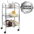Produktbild: WENKO Roll Wagen EXKLUSIV Bad Küchen WC 3 Ablagen Servier Beistell Tisch Chrom