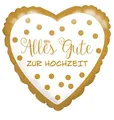 Produktbild: Amscan 1057601 - Standard Folienballon Herz Hochzeit, circa 43 cm, Goldene Punkte, Geburtstag, Heliumballon