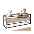 Produktbild: tectake Sideboard, Industrial Style, Platte aus Sicherheitsglas, 2 große Schubladen, 121,5 x 41,5 x 50,5 cm