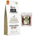 Produktbild: BRIT CARE Dog Hypoallergenic Dog Show Champion Salmon & Herring 12kg + WILD FARM Lammwürstchen 500g Hundeleckerli