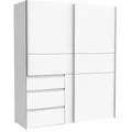 Produktbild: FORTE WINN 2 Schrank, weißer Kleiderschrank, Schlafzimmerschrank, Schwebetürenschrank Weiß mit Schubladen, 170 cm breit x 200 cm hoch x 61,2 cm tief