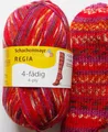 Produktbild: 95,00€/kg - Sockenwolle 100g, rot-lila-orange, 4-fach, Regia Schachenmayr(09375)