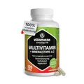 Produktbild: Multivitamin Kapseln hochdosiert, 23 wertvolle Vitamine A-Z & Mineralien, 120 vegetarische Kapseln für 4 Monate, Vitalstoffe & Spurenelemente optimal kombiniert