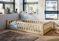 Produktbild: Kids Collective Kinderbett Bodenbett Bett mit Rausfallschutz & Lattenrost Montessori Bett Kinder (weitere Größen 80x160, 90x200, 120x200, 140x200 cm), Jugendbett Einzelbett mit Matratze, natur Kiefer 80 x 180 cm