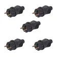 Produktbild: 5 Stück Gummi-Schuko-Stecker, Schukostecker 220V, IP44 schwarz