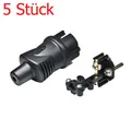 Produktbild: 5 Stück Gummi-Schuko-Stecker, Schukostecker 220V, IP44 schwarz