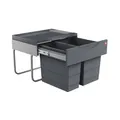Produktbild: Hailo Abfallsammler 3644901 | 2fach Raumspar Tandem Abfalltrennsystem | 18 + 12L Inneneimer im Teleskop-Vollauszug | ab 50 cm breiten Unterschrank mit Drehtür montierbar | Dunkelgrau