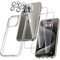 Produktbild: UniqueMe für iPhone 15 Pro Hülle, 5-in-1-Set Handyhülle für iPhone 15 Pro Case Rundumschutz Schutzhülle Cover, 1 Handyhülle & 2 Schutzfolie & 2 Kameraschutz - Transparent