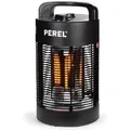 Produktbild: Terrassen-Heizstrahler, 700 w, Carbon, Kippschutz, 2 Heizstufen, spritzwassergeschützt, oszillierendes Design, Metall, Schwarz - Perel