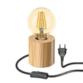 Produktbild: ledscom.de Tischlampe HITO, Holz massiv, rund, inkl. LED Lampe gold max. 818lm, 3-Stufen dimmen, extra-warmweiß