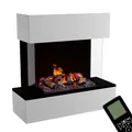 Produktbild: GLOW FIRE Wasserdampf Kamin HÖLDERLIN Sims (Wandkamin) - Elektrokamin für die Wand mit realistischen LED 3D-Flammen, Knistereffekt & Fernbedienung, 80x78x40 cm, Opti-Myst 500 mit Holz-Deko, Weiß