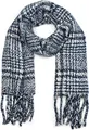 Produktbild: styleBREAKER Unisex XXL Schal mit Karo Muster und langen Fransen, Winter Strickschal 01017102, Farbe:Dunkelblau-Weiß
