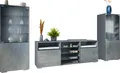 Produktbild: Vladon Wohnwand Granada, Anbauwand bestehend aus 2 Vitrinen und 1 TV-Board, Anthrazit matt/Beton Dunkel Optik (286 x 122,5 x 35 cm)