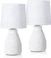 Produktbild: 2er Set BRUBAKER Tisch- oder Nachttischlampen 28 cm Naturweiß Lampenfüße in Vasenform und Baumwoll Schirme