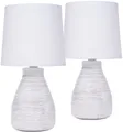 Produktbild: BRUBAKER Tischleuchte Landhaus Shabby Chic, Designer Tischlampe, Ohne Leuchtmittel, 1x oder 2er Set Deko Nachttischlampe mit Stein Optik