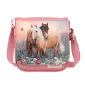 Produktbild: Depesche 12762 Miss Melody Flowers - Kleine Umhängetasche in Pink mit Pferde Motiv, Tasche mit Magnetverschluss und längenverstellbarem Tragegurt