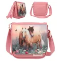 Produktbild: Miss Melody Flowers- kleine Umhängetasche in Rosa mit Pferde Motiv