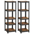 Produktbild: SONGMICS Standregal, 2er Set, Bücherregal, Lagerregal, 5 Ablagen, verstellbar, 37 x 37 x 150 cm, jeweils bis 400 kg belastbar, für Küche, Wohnzimmer, vintagebraun-schwarz GLR037B02