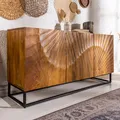 Produktbild: Massives Sideboard SCORPION 140cm braun Mangoholz aufwendige 3D Schnitzereien