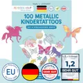 Produktbild: Papierdrachen 100 Metallic-Tattoos für Kinder - Hautfreundliche Kindertattoos Mandala - als Geburtstagsmitgebsel & Geschenkidee - für Jungen und Mädchen - in Deutschland hergestellt