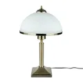 Produktbild: Licht-Erlebnisse XL Tischleuchte aus Metall & Glas in Messing Antik H:50cm Qualitätsprodukt EU E27 Jugendstil für Wohnzimmer Schlafzimmer Nachttisch Lampe