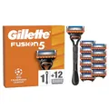 Produktbild: Gillette Fusion5 Rasierer für Männer — Inkl. 1 Gillette Nassrasierer, 12 Ersatzklingen mit Gleitstreifen für ein Sanftes Gleiten und 5 Klingen für eine Gründliche, Langanhaltende Rasur