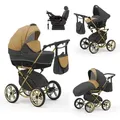 Produktbild: Klassischer Kinderwagen Sorento Gold 5 in 1 inkl. Sportsitz, Autositz und Iso Base in 19 Farben - Grau