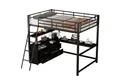 Produktbild: SOFTWEARY Hochbett mit Schreibtisch und Schubladen (140x200 cm) Metallbett mit Rausfallschutz, Jugendbett
